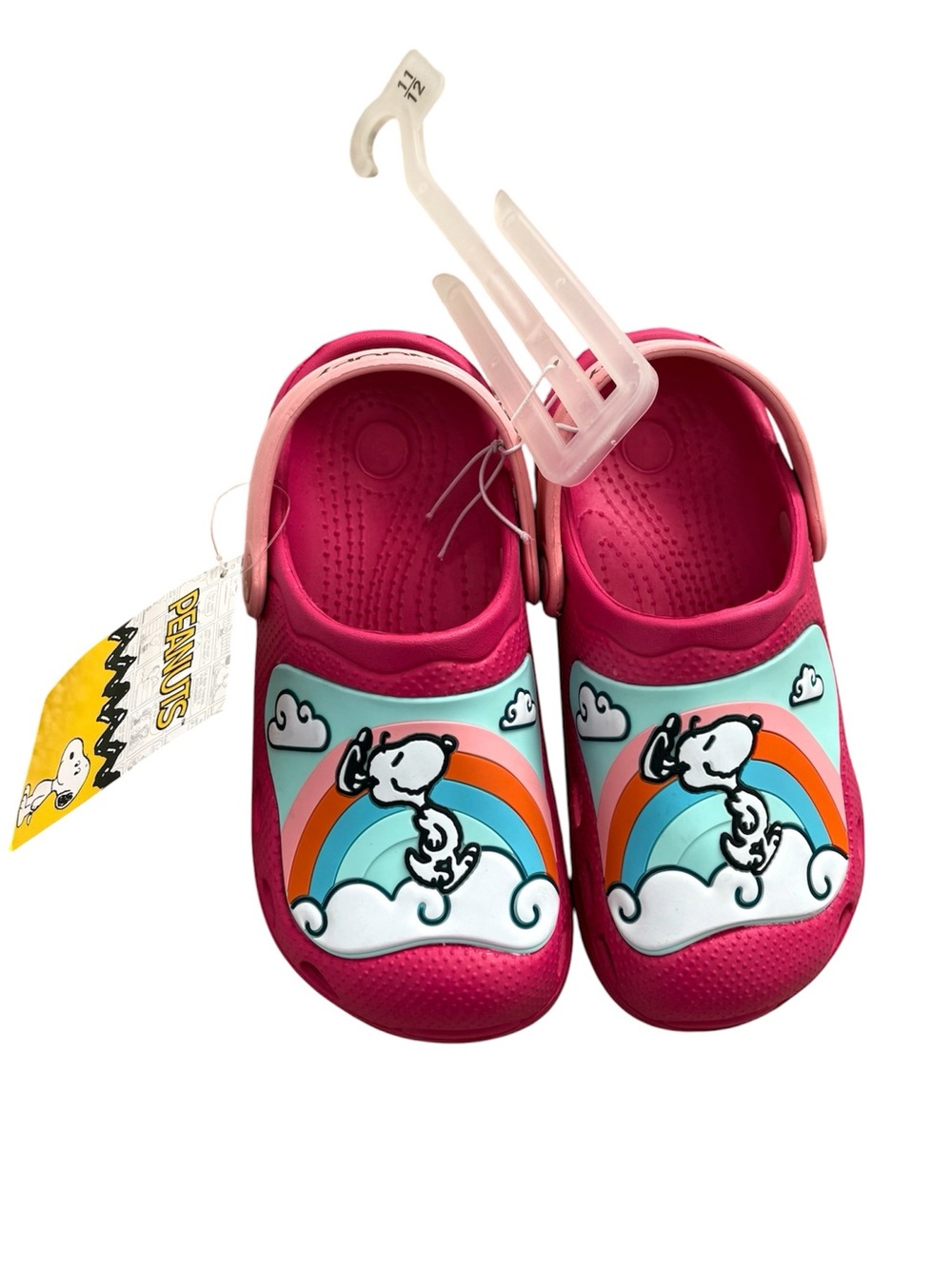 Peanuts Snoopy Pink Rainbow Cloud Comfortable Clog Sandals Size 11/12